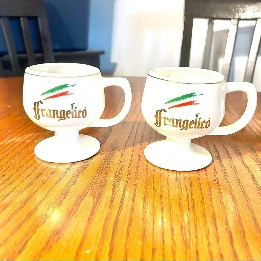 Frangelico Liqueur Espresso Ceramic Mug SET Of 2 Cuban Demitasse Coffee Cup Gold